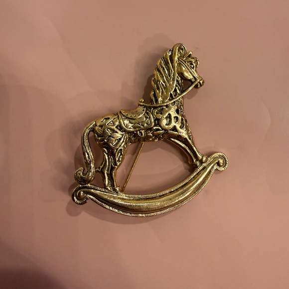 Gold Rocking Horse Brooch - Picture 6 of 7